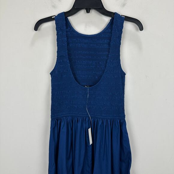 Madewell The Petite Melody Scoopback Smocked Midi Dress Blue Moon Small NWT - Picture 10 of 15
